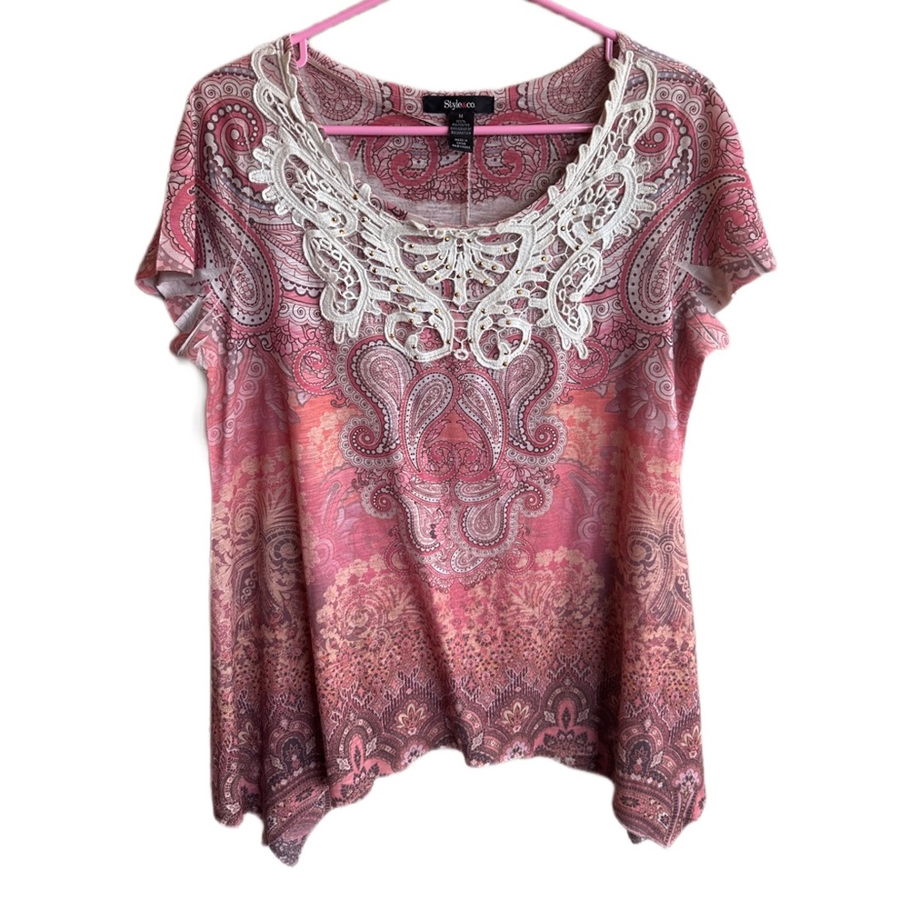 Y2k fairy core bedazzled tattoo shirt size medium by Style & Co